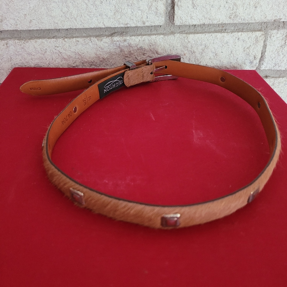 Tan Leather Belt with Silver Buckle - Picture 7 of 8